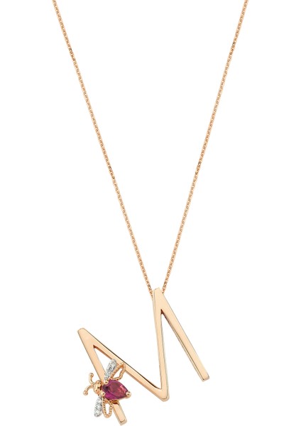 Letters M Harfi Radolit Pırlanta Kadın Altın Kolye