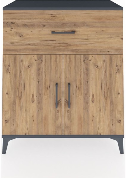 Hyperion Şifonyer Tek Raflı Tek Çekmeceli 2 Kapaklı 88X44X106 Antrasit-Çam