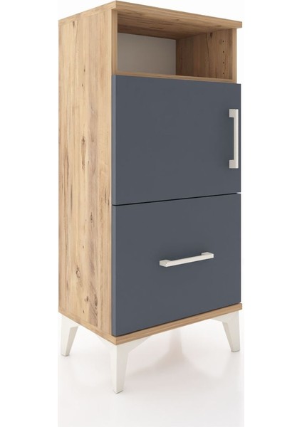 Arges Komodin 2 Raflı Tek Çekmeceli 2 Kapaklı 44X30X96 Çam-Antrasit fiyatları