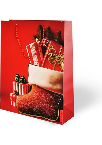 26X32 Lüks Karton Çanta Varak Baskılı -Yılbaşı Temalı- modelleri