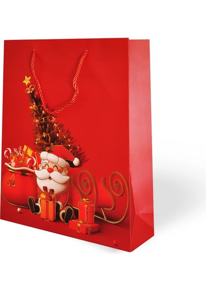 26X32 Lüks Karton Çanta Varak Baskılı -Yılbaşı Temalı- fırsatları