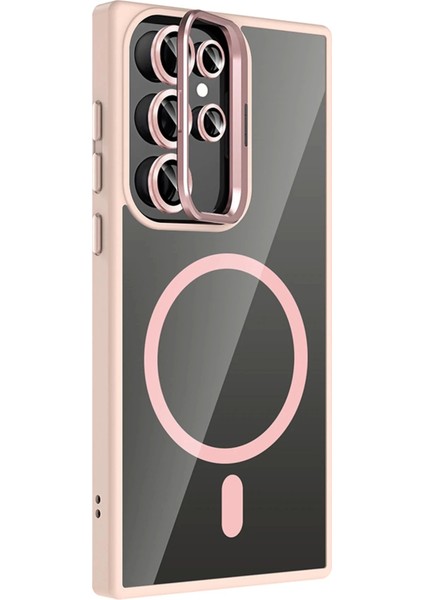 Bfs Samsung Galaxy S23 Ultra Remim Lensli Magsafe Standlı Kapak - Pembe fiyatları