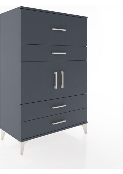 Hyperion Dolap Tek Raflı 4 Çekmeceli 2 Kapaklı 88X44X134 Antrasit-Antrasit fiyatları