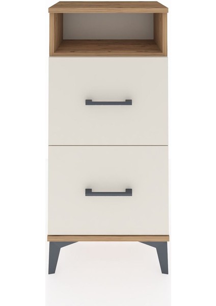 Arges Komodin Tek Raflı 2 Çekmeceli 44X30X96 Çam-Aytaşı
