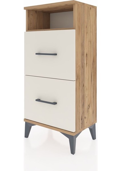Arges Komodin Tek Raflı 2 Çekmeceli 44X30X96 Çam-Aytaşı modelleri