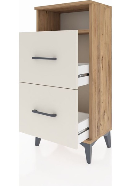 Arges Komodin Tek Raflı 2 Çekmeceli 44X30X96 Çam-Aytaşı fırsatları