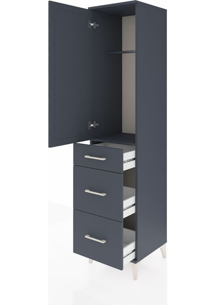 Hyperion Dolap Tek Raflı 3 Çekmeceli Tek Askılı 44X44X195 Antrasit-Antrasit fırsatları