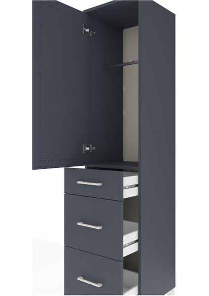 Hyperion Dolap Tek Raflı 3 Çekmeceli Tek Askılı 44X44X195 Antrasit-Antrasit indirimleri