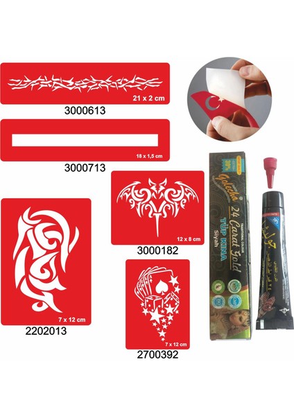 Tribal Zincir Desenleri Hint Kınası ile Geçici Dövme Yapma Seti