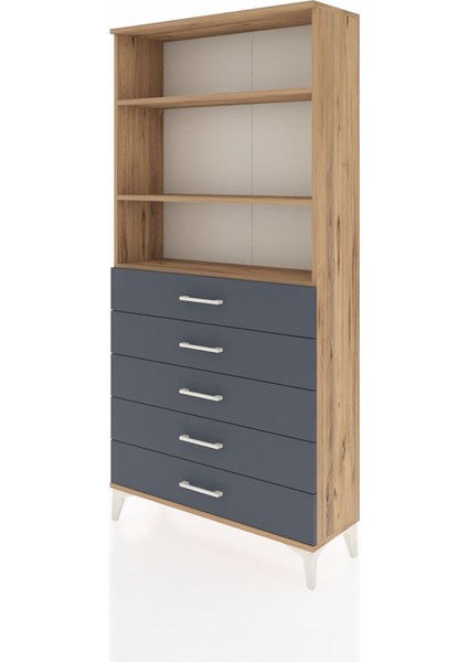 Arges Dolap 3 Raflı 5 Çekmeceli 88X30X182 Çam-Antrasit modelleri