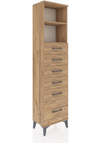 Arges Dolap 2 Raflı 6 Çekmeceli 44X30X182 Çam-Çam fiyatları