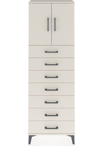 Arges Dolap 2 Raflı 7 Çekmeceli 2 Kapaklı 60X30X182 Aytaşı-Aytaşı