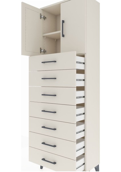 Arges Dolap 2 Raflı 7 Çekmeceli 2 Kapaklı 60X30X182 Aytaşı-Aytaşı indirimleri