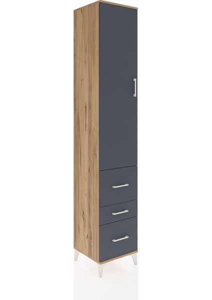Hyperion Dolap 4 Raflı 3 Çekmeceli Tek Kapaklı 44X44X243 Çam-Antrasit fiyatları
