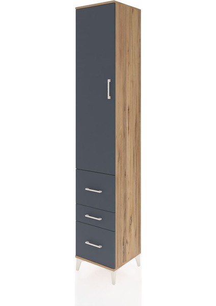 Hyperion Dolap 4 Raflı 3 Çekmeceli Tek Kapaklı 44X44X243 Çam-Antrasit modelleri