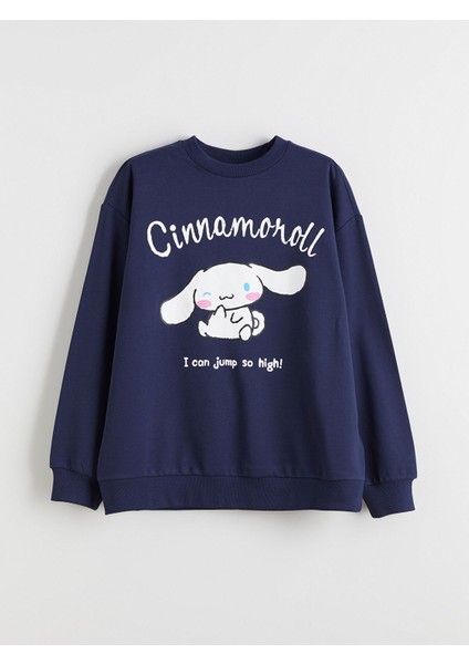 Yeni Sezon Bisiklet Yaka Cinnamoroll Baskılı Kız Çocuk Sweatshirt