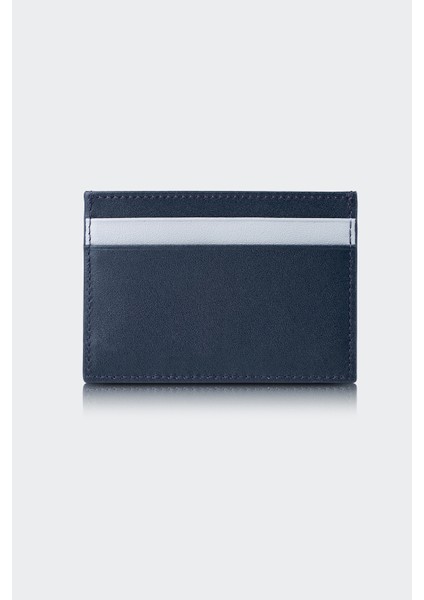 Hakiki Deri, El Yapımı, Erkek Kartlık, 4 Kart Yuvalı, 4504 K.mavi-Gri