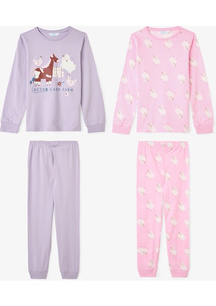 Kız Çocuk Yoyo Oyun Desenli Pamuklu 2'li Pijama Takımı