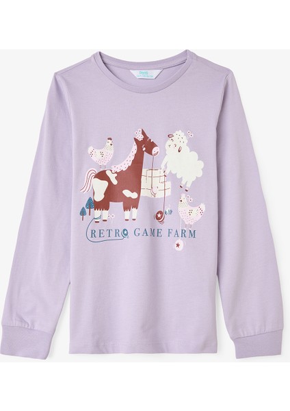 Kız Çocuk Yoyo Oyun Desenli Pamuklu 2'li Pijama Takımı modelleri