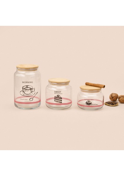 Toskana Jar 3'lü Kavanoz Seti - Açık Kahverengi / Şeffaf fiyatları