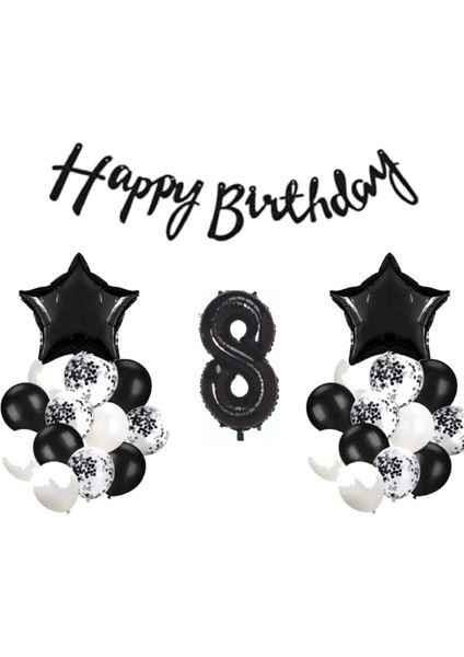 Siyah Doğum Günü Yaş Balon Set