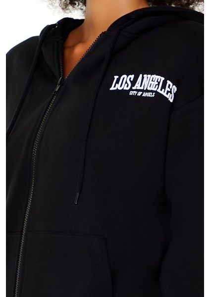 Los Angeles Nakışlı Fermuarlı Kapüşonlu modelleri