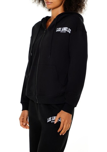 Los Angeles Nakışlı Fermuarlı Kapüşonlu fırsatları