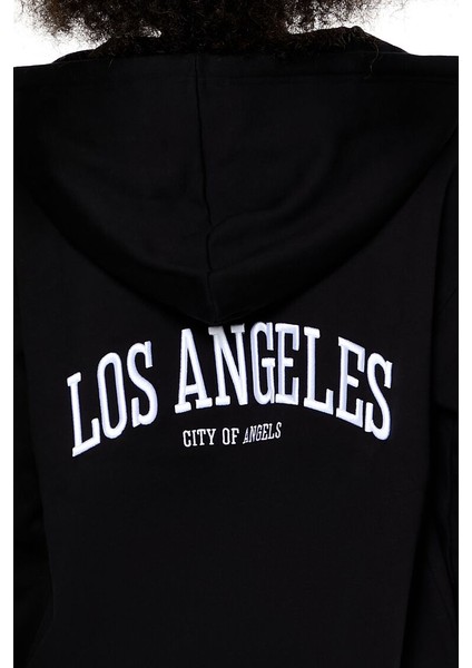 Los Angeles Nakışlı Fermuarlı Kapüşonlu indirimleri