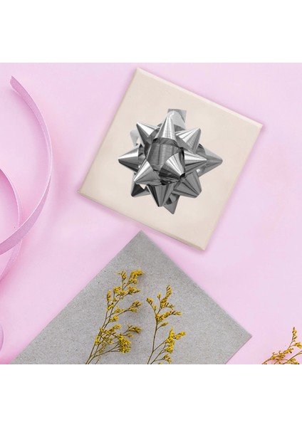 No:5 Gümüş Metalik Hediye Paketi Süsü