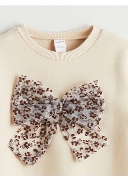 Yeni Sezon Bisiklet Yaka Fiyonk Baskılı Kız Çocuk Sweatshirt modelleri