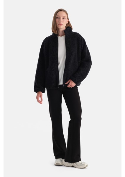 Siyah Kadın Polar Sweatshırt