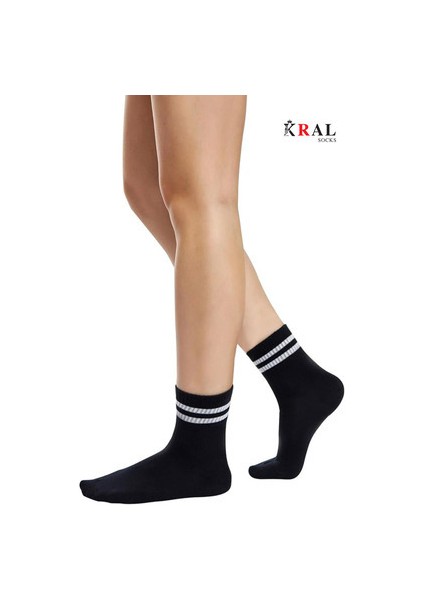 Patik Çorap Pamuklu Terletmez Çizgili Desenli Yazlık 6 Çift Siyah Renk modelleri