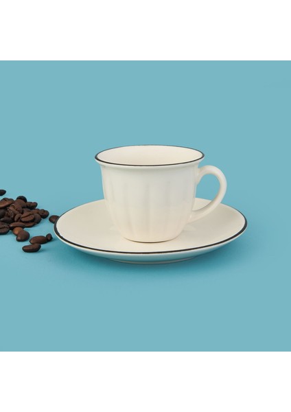 Kitchen Olympos 2'li Kahve Fincanı Takımı - Krem / Siyah - 90 ml fiyatları