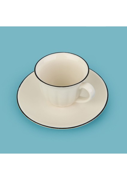 Kitchen Olympos 2'li Kahve Fincanı Takımı - Krem / Siyah - 90 ml modelleri