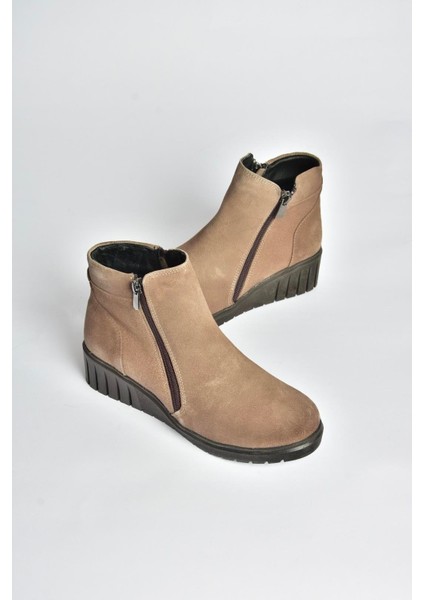 V324800402 Vizon Hakiki Deri Süet Kadın Bot
