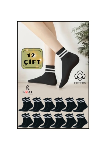 Kral Çizgili Patik Çorap Pamuklu Terletmez 12 Çift Yaz Sezonu İçin Rahat Kullanım