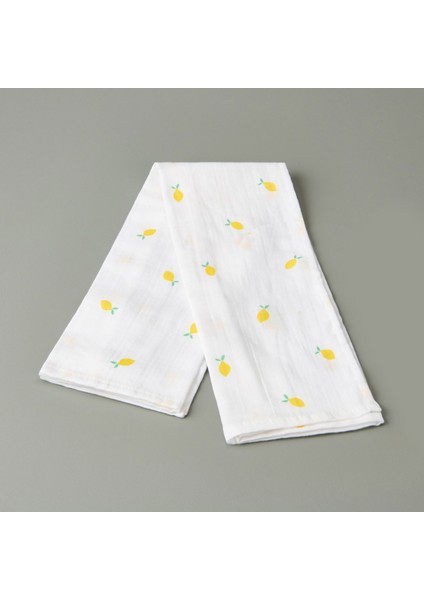 Soft Müslin Limon Desenli Kurulama Bezi - Beyaz - 40X60 cm
