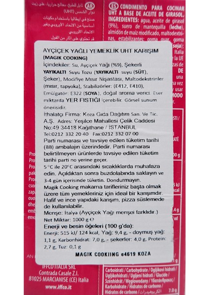 Magik Bitkisel Krema 1 Lt fiyatları