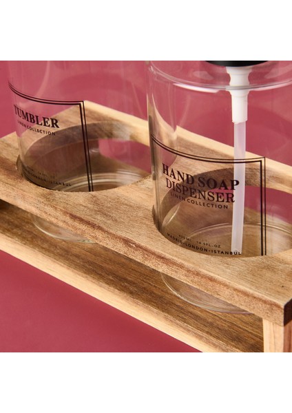 Cam 2'li Yuvarlak Sıvı Sabunluk Seti - Şeffaf / Gri / Kahverengi modelleri