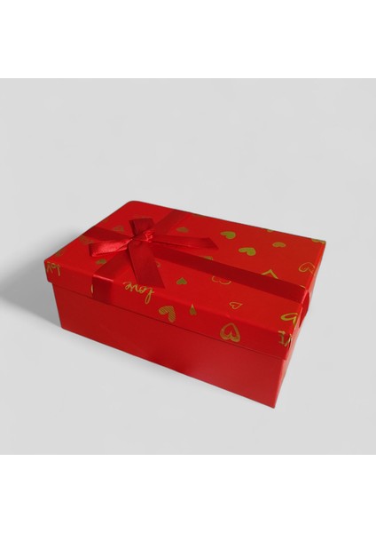 Lüx Mukavva Kırmızı Hediye Kutusu Kırpık Kağıtlı