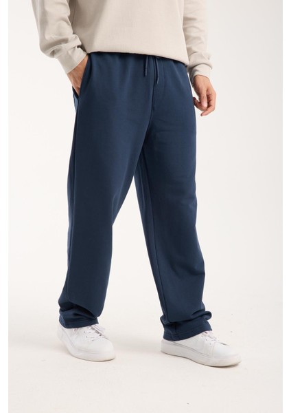 %100 Pamuk Rahat Kesim Bağcıklı Bel Baggy Pantolon