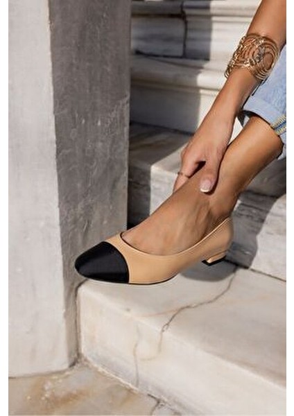 Vargas Kadın Nude Siyah Garnılı Babet