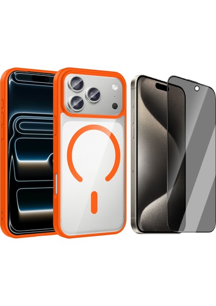 iPhone 17 Pro Kılıf M-safe Wireless Şarj Özellikli Silikon Zore Ege Kapak + Hayalet Ekran Koruyucu