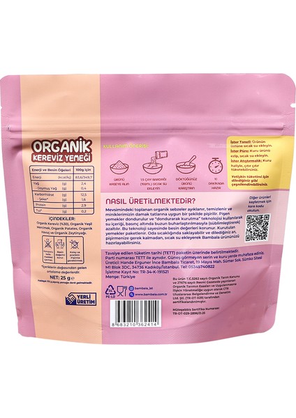 10 Dakika - Organik Kereviz Yemeği 25G -Dondurularak Kurutulmuş fiyatları