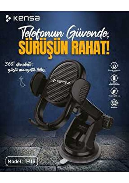 Araç İçi Telefon Tutucu Ultra Güçlü Torpido Üstü Manyetik Tasarım ile 360° Döner Başlık