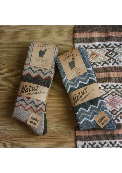 Alpaka Yünlü Zikzak Desenli Termal Kışlık Çorap 3099 fiyatları