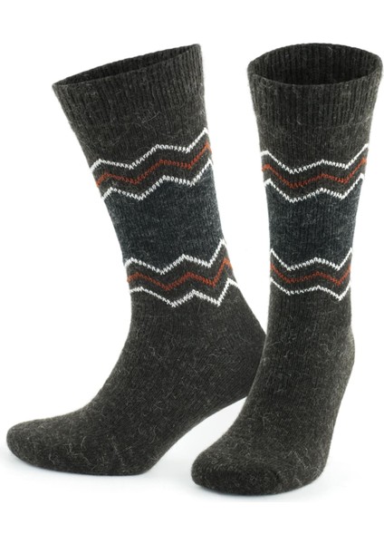 Alpaka Yünlü Zikzak Desenli Termal Kışlık Çorap 3099 modelleri