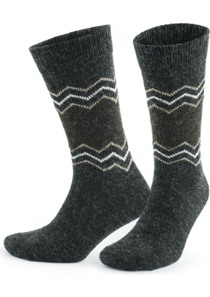 Alpaka Yünlü Zikzak Desenli Termal Kışlık Çorap 3099 indirimleri