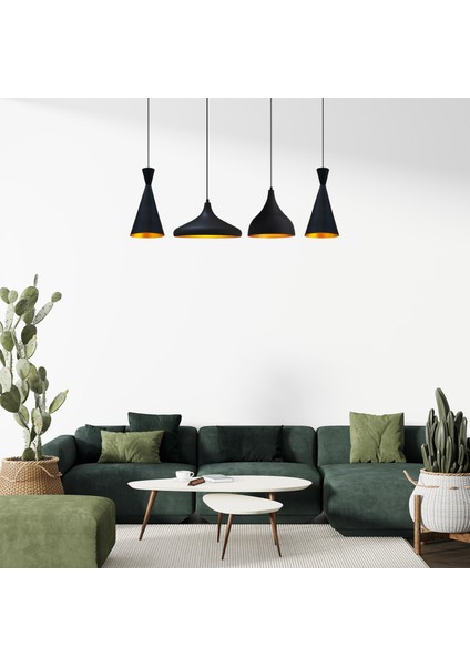 Siyah Dörtlü Pando Avize Sarkıt Yemek Masaüstü Iç Mekan Pastane Ofis Dükkan Modern Restoran fiyatları