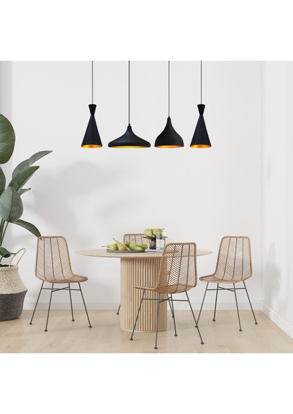 Siyah Dörtlü Pando Avize Sarkıt Yemek Masaüstü Iç Mekan Pastane Ofis Dükkan Modern Restoran modelleri